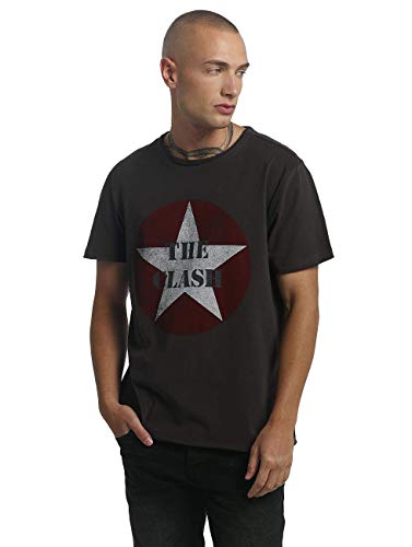Amplified The Clash-Star Logo Camiseta, Gris (Charcoal CC), S para Hombre