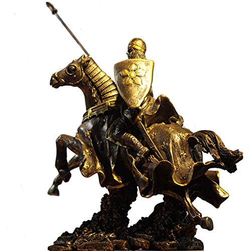Arte escultura ornamento figurine casa decoración de oficina medieval caballero en armadura estatuas 24x9x26cm modelo romano guerrero ir a la batalla en la resina de caballo acabado Estatuillas colecc