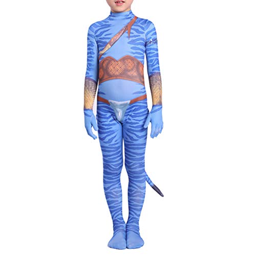 Avatar Disfraces Cosplay con La Cola del Super Héroe Juego De Roles Trajes para Halloween Mascarada Película Lycra Rendimiento Mono del Mono De Impresión 3D,Kids/M(110~120CM)