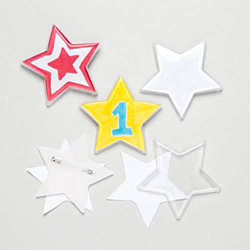 Baker Ross Kits de chapas en forma de estrella para niños - Juegos de manualidades infantiles creativas (pack de 10), blanco