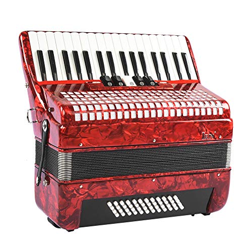 Boquite Acordeón, Profesional Rojo 34 Teclas 48 Bajo Mano Piano Acordeón Instrumento de Acordeonista Principiante Adulto