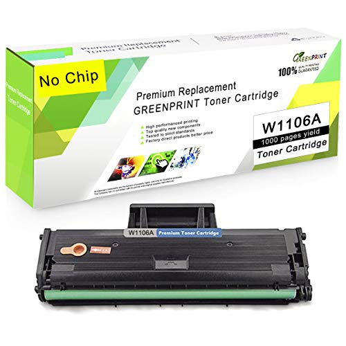 Compatible W1106A 106A Cartucho de Tóner Sin Chip GREENPRINT para HP Laserdruckern Laser 107 135a 135ag 135r 135w 35wg 137fnw 137fwg (Negro x 1)