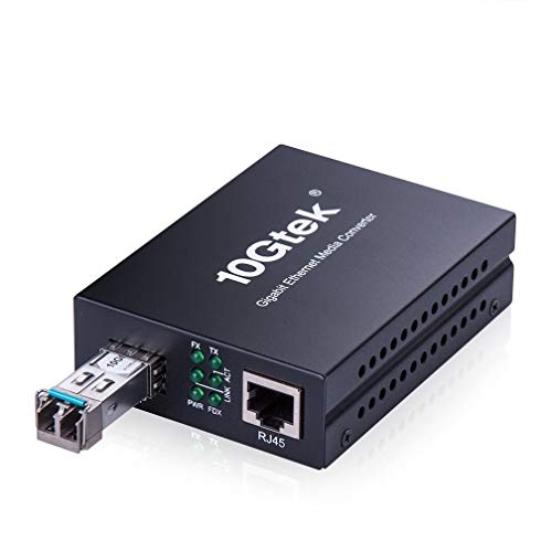 Convertidor de Medios Gigabit Ethernet con 1Gb Monomodo LC SFP, 10/100/1000M RJ45 a 1000Base-LX, hasta 20km, European Power Adapter
