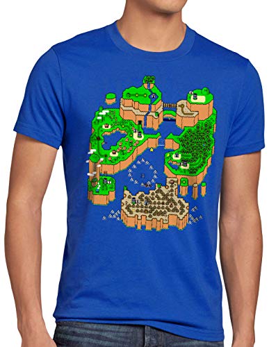 CottonCloud Mario Mapa Camiseta para Hombre T-Shirt Consola de Videojuegos SNES n64, Talla:L