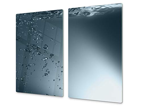 Cubre vitro de cristal templado – Protector de encimera de vidrio templado – Resistente a golpes y arañazos – UNA PIEZA (60 x 52 cm) o DOS PIEZAS (30 x 52 cm); D02 Serie Agua: Agua 1