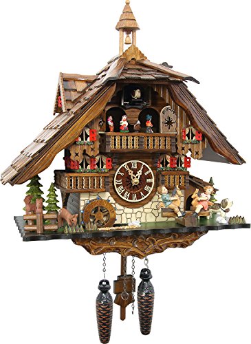 Cuckoo-Palace Reloj de Cuco alemán de la Selva Negra con Movimiento de Cuarzo 42cm de Altura