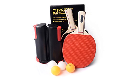 CUESOUL Retractable Anywhere Ping Pong Set with 2 Palas and 4 Pelotas Negro