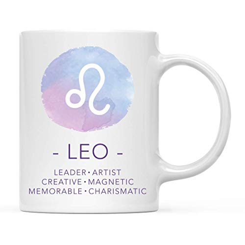 Cups Astrological Zodiac Star Sign 11oz. Coffee Mug Gift, Leo Characteristics Qualities Watercolor,Horoscope Leo Office Cup Gifts