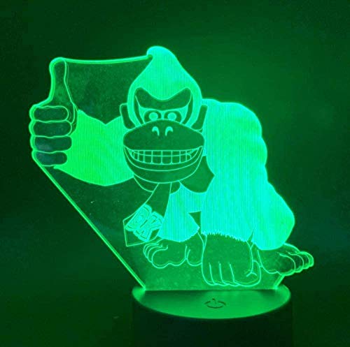 Donkey Kong figura 3D LED luz de noche interruptor táctil USB con pilas luz de noche para niños decoración de dormitorio de niños luz 3D