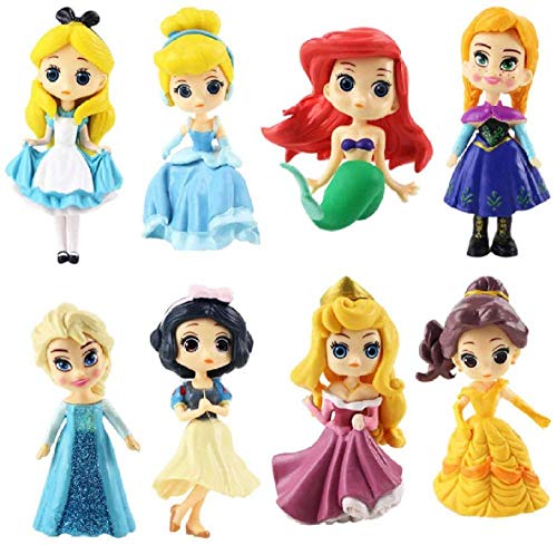 Estatua Modelo de Anime 8 unids / Lote Figura de Princesa Juguetes Princesa Blancanieves Cenicienta Ariel Sirena Belle Bella Durmiente muñecas 6-9 Cm