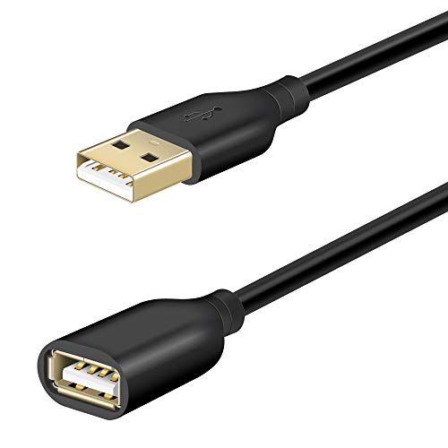 Fasgear Cable de extensión USB 2.0 de 1,83 m, macho a hembra, cable alargador USB de carga y sincronización (6 pies), color negro