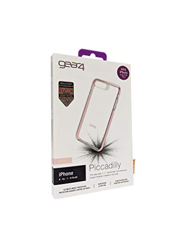 Gear4 Funda Transparente Piccadilly con protección Avanzada contra Impactos [Protegida por D3O], Diseño Delgado y Resistente para iPhone 7/8 Plus - Oro Rosa