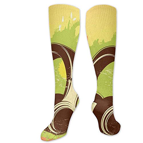 Ginger-Ale Calcetines De Compresión Music Headset Soccer Sports Knee High Tube Calcetines Para Mujeres Y Hombres