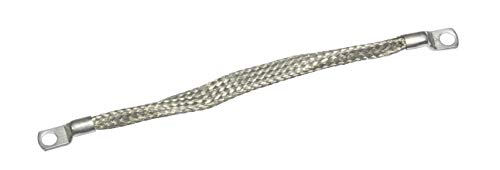GTSE - Correa de tierra trenzada en ambos extremos con terminaciones de anillo de 225 mm (9 pulgadas), trenzado de cobre chapado en estaño, plomo automotriz