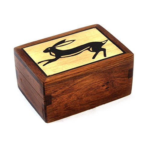 Hare Secret Marquetry Stash Box with Invisible Opening System 8 x 6 cm