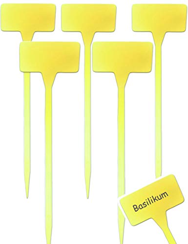 HomeTools.eu - Lote de 5 letreros para plantas (plástico, 30 cm), color amarillo