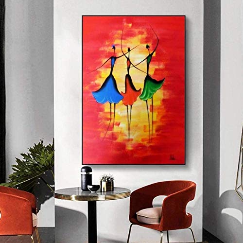 Impresión de lienzo África abstracta bailarina chica figura impresiones en lienzo pintura pared arte carteles imagen sala de estar decoración 70x90cm sin marco