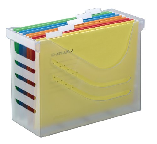 Jalema Es 2658026000- Silky Touch Carpeta Clasificadora, Archivador, Caja archivadora de oficina y casa con 5 carpetas colgantes A4, surtidos, color Transparente