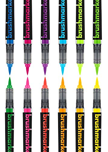 KARIN Neon Colors – 12 rotuladores Pro con colores neón en cuerpo transparente y sistema de tinta libre, 2, 4 ml de color líquido. Sin rotulador.