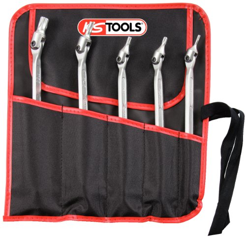 KS Tools 517.0320 Pack Llaves articuladas Dobles de Perfil E Torx, en Bolsa Enrollable, T15xT20-T55xT60, 5pcs, Set de 5 Piezas