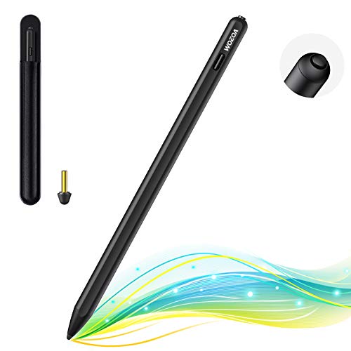 Lápiz Táctil Pen para iPad 2018,2019,2020,WOEOA Stylus Pen Rechazo de Palma,Detección Inclinación,Adsorción Magnética,Botones físicos,para iPad 8/7/6Gen,Air4/3/Mini 5/iPad Pro 11 (1./2.)/12,9 (3./4.)