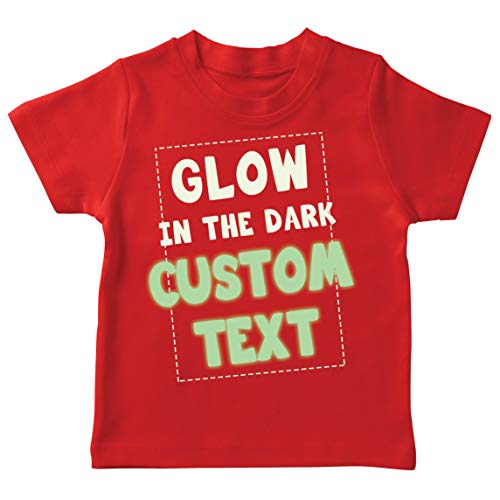 lepni.me Camiseta para Niños Brilla en la Oscuridad Texto Personalizado Lema Ilumina la Noche Prendas Personalizadas (1-2 Years Rojo Glow in The Dark)