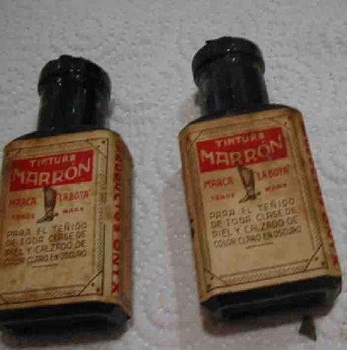 LOTE de 12 botellitas antiguas de Tintura Marron, Marca LA BOTA. Con su caja original