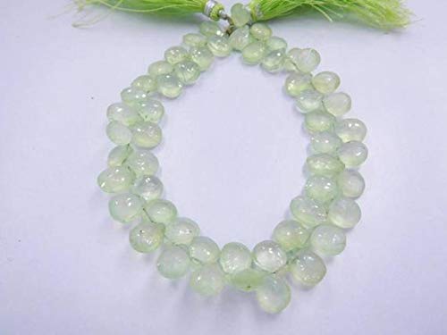 LOVEKUSH BEADS GEMSTONE Natural Green Chalceny 7-9 Mm Micro Faceted Pear Briolettes Code-RR-11018