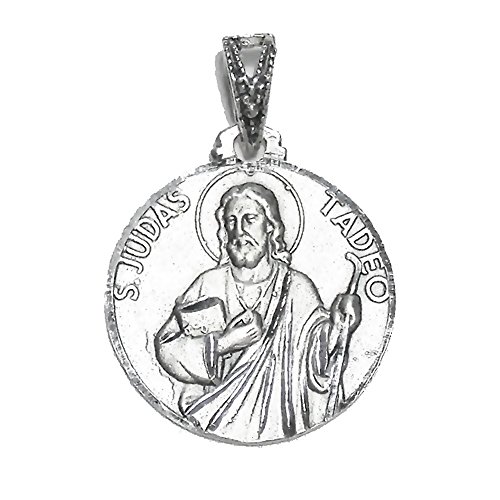 Medalla colgante plata ley 925m San Judas Tadeo cerco 20mm. [AB2775]