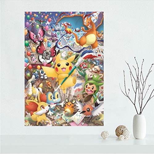 mohanshop Nice Custom Pokemon Pikachu Canvas Poster Print Painting Art Wall Canvas Poster Tela Impresión DIY Tela Poster A362 (40X60Cm) Sin Marco