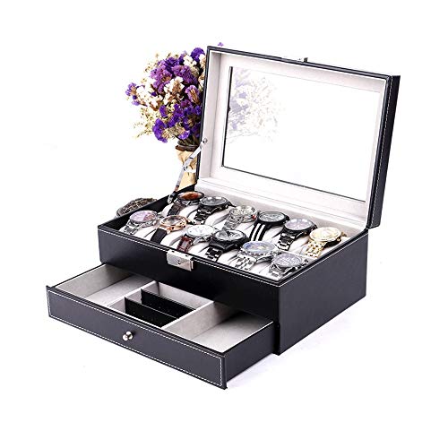 MxZas Caja de joyería para reloj, duradera, de gama alta, doble joyero, anillo, pendientes, gafas de sol, caja de almacenamiento (color: B, tamaño: 30 x 20 x 13 cm)