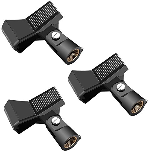 Neewer Pack de 3 Clips Abrazaderas de Micrófono para Soporte de Micrófono con 5/8 Pulgada de Tornillo y Micrófono Dentro de Diámetro 22MM-35MM como Sm57 Sm58 Sm86 Sm87 (Negro)