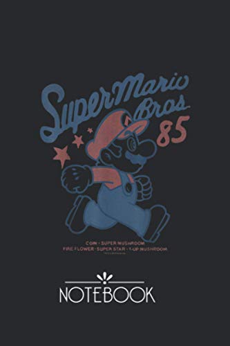 Notebook: Nintendo Super Mario Brothers 85 Vintage Stars Pretty and Professional Black Cover Design Journal Notebook Journal for back to school or Gift
