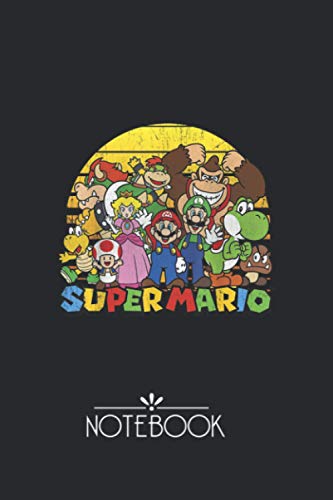 Notebook: Nintendo Super Mario Group Portrait Vintage Pretty and Professional Black Cover Design Journal Notebook Journal for back to school or Gift