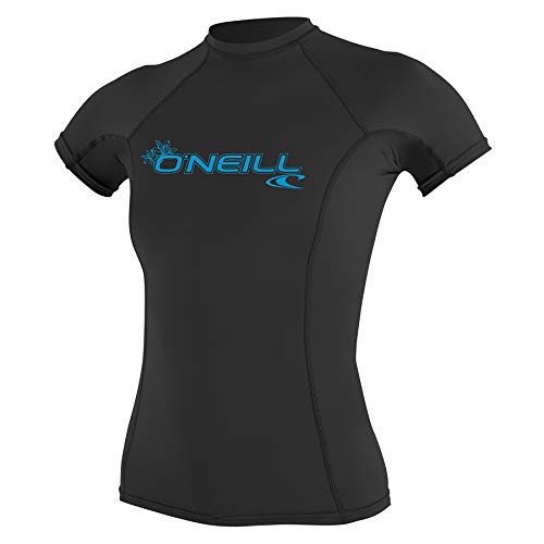 ONEILL WETSUITS O'Neill - Camiseta de Neopreno para Mujer con protección UV, Manga Corta, Cuello Redondo Negro Negro Talla:Extra-Small