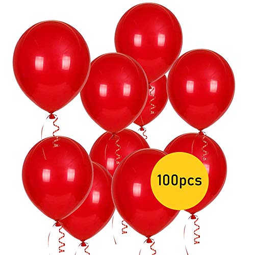 PARTY GO 100 globos rojos de 26 cm, globos de helio para fiestas, cumpleaños y bodas.