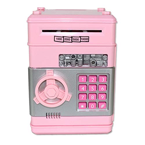 Piggy Bank Saving Money Bank Machine Cajero Automático Electrónico Contraseña Moneda En Efectivo Puede Auto Scroll Paper Money Saving Box Juguete De Regalo Para Niños (Pink)