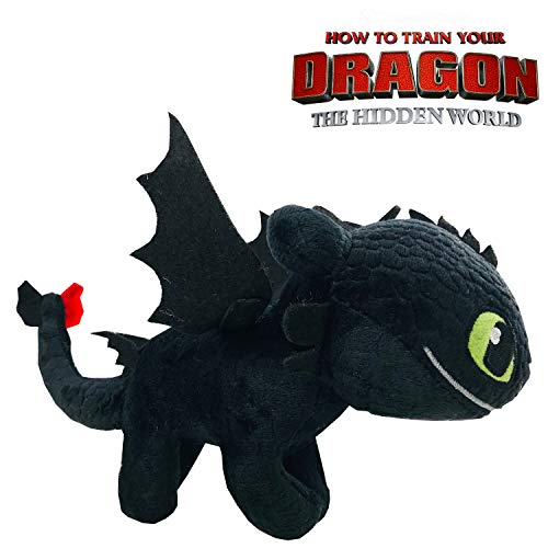 Play by Play HTTYD Dragons, como Entrenar a tu dragón - Peluche Desdentado (Toothless) Color Negro Calidad Super Soft 20cm (30cm Cola incluida) - 760017911