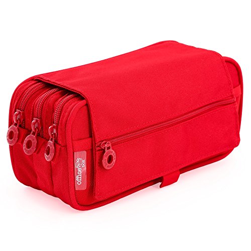 Portatodo Triple de Amplios Apartados Interiores con Cierre de Cremallera Individual (Rojo)