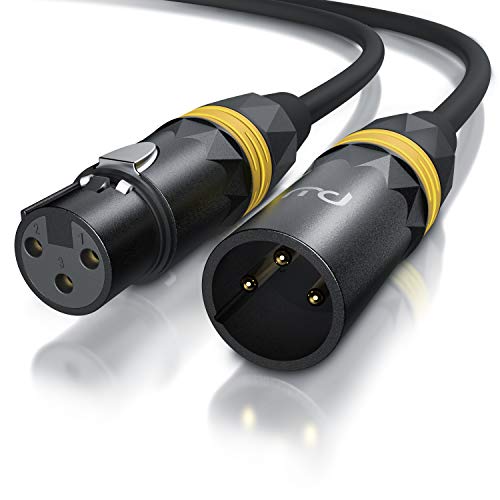 Primewire - Cable para micrófono 3m - Conector XLR (macho) a XLR (hembra) - 5 anillos de color - Cobre sin oxígeno OFC – Para micrófonos Hifi mesas de mezcla altavoces – blindado – flexible…