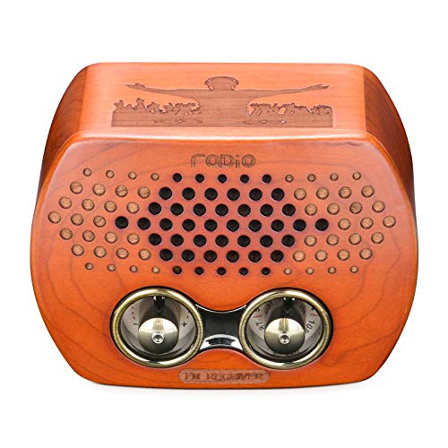 Qoosea Radio Retro Portátil Pequeña Radio Vintage de Madera con Altavoces Bluetooth Radio Clásica Radio FM, Tarjeta TF y Reproductor MP3
