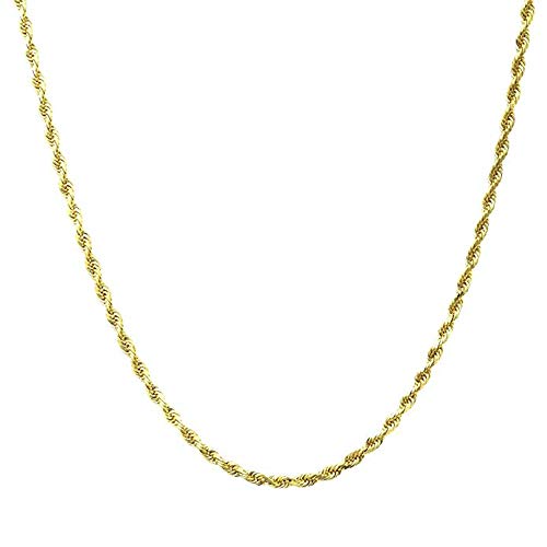 Q&S Jewels - Collar de Cadena Chapado en Oro de 18 Quilates, Cadena de Acero Inoxidable, para Chico, joyería de Moda, Llevar Solo, o con Colgante, 40,64-76,2 cm