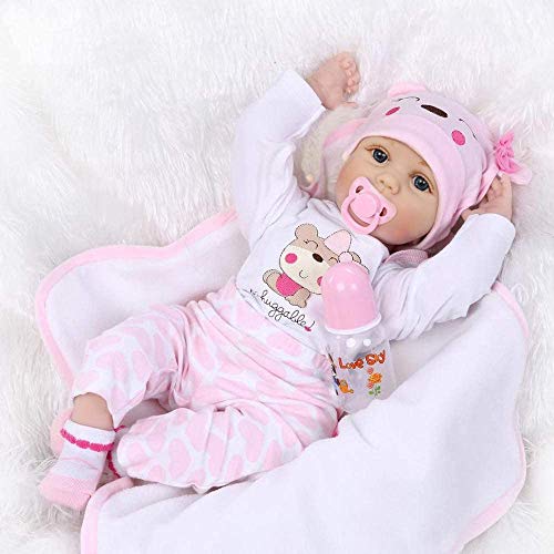 Scnbom 22pulgadas 55cm Bebes Reborn Silicona Blanda realistas niñas Verdadero Baby Recien Nacidos Originales Toddler Dolls Nino Baratos