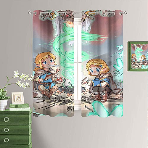 The Legend of Zelda: Breath of the Wild - Cortinas decorativas con 2 paneles, oscurecimiento de la habitación para dormitorio (55 x 39 pulgadas)