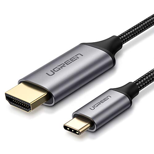 UGREEN Cable USB C a HDMI 4K@60Hz, USB Tipo C 3.1 a HDMI, Cable HDMI Nylon Trenzado para Huawei P40 P30 P20 Pro Samsung S10+/S9/S8, MacBook Pro/Air, iPad Pro 2018 iMac 2017, DELL XPS 15/13, 3Metros