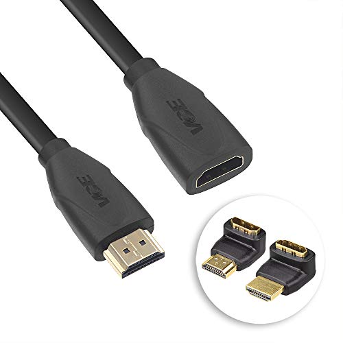VCE 1 Unidad Cable HDMI Macho a HDMI Hembra Cable y 2 Adaptadors de cable hdmi con ángulo 90/270 grados para Google Chromecast, Roku Stick, Xbox360, PS4 - 0.45 m