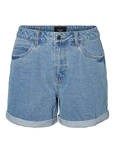 Vero Moda Vmnineteen HR Loose Shorts Mix Noos Pantalones Cortos, Azul (Light Blue Denim Light Blue Denim), 38 (Talla del Fabricante: Small) para Mujer