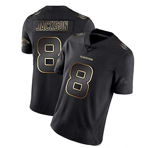 WHUI Jackson Rugby Jersey 8#, Camisas atléticas para Hombres, edición de Oro Negro, Adecuado para el Entrenamiento Diario, Regalos para fanáticos M