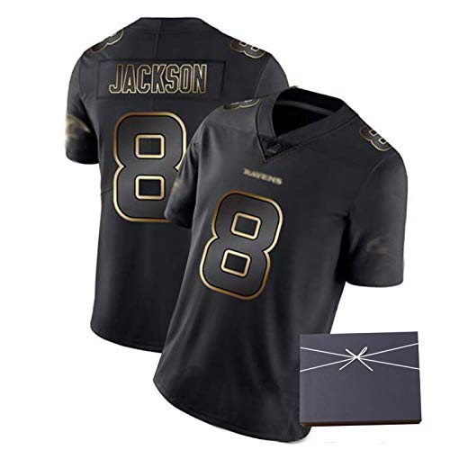 WHUI Jackson Rugby Jersey 8#, Camisas atléticas para Hombres, edición de Oro Negro, Adecuado para el Entrenamiento Diario, Regalos para fanáticos XXXL