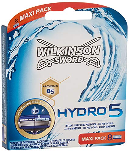 Wilkinson Sword Hydro 5 - Cargador de 4 recambios de cuchillas de afeitar de cinco hojas Wilkinson Hydro 5 con dosificador de gel para máxima hidratación